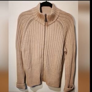Y2K Tommy Hilfiger unisex Xlarge deep ribbed sweater. Full zip & cuffed sleeves